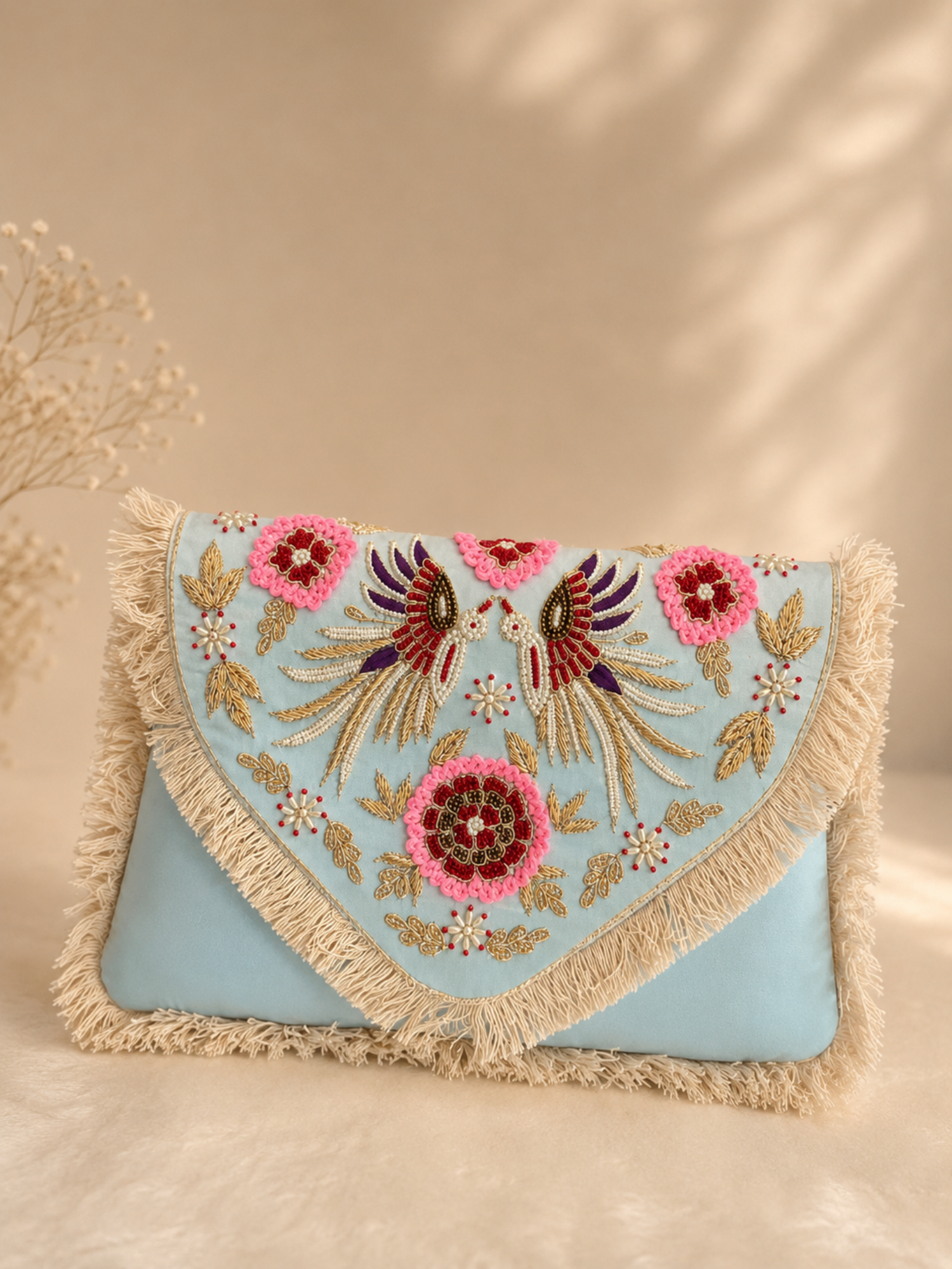 Royal Birdsong Embroidered Clutch