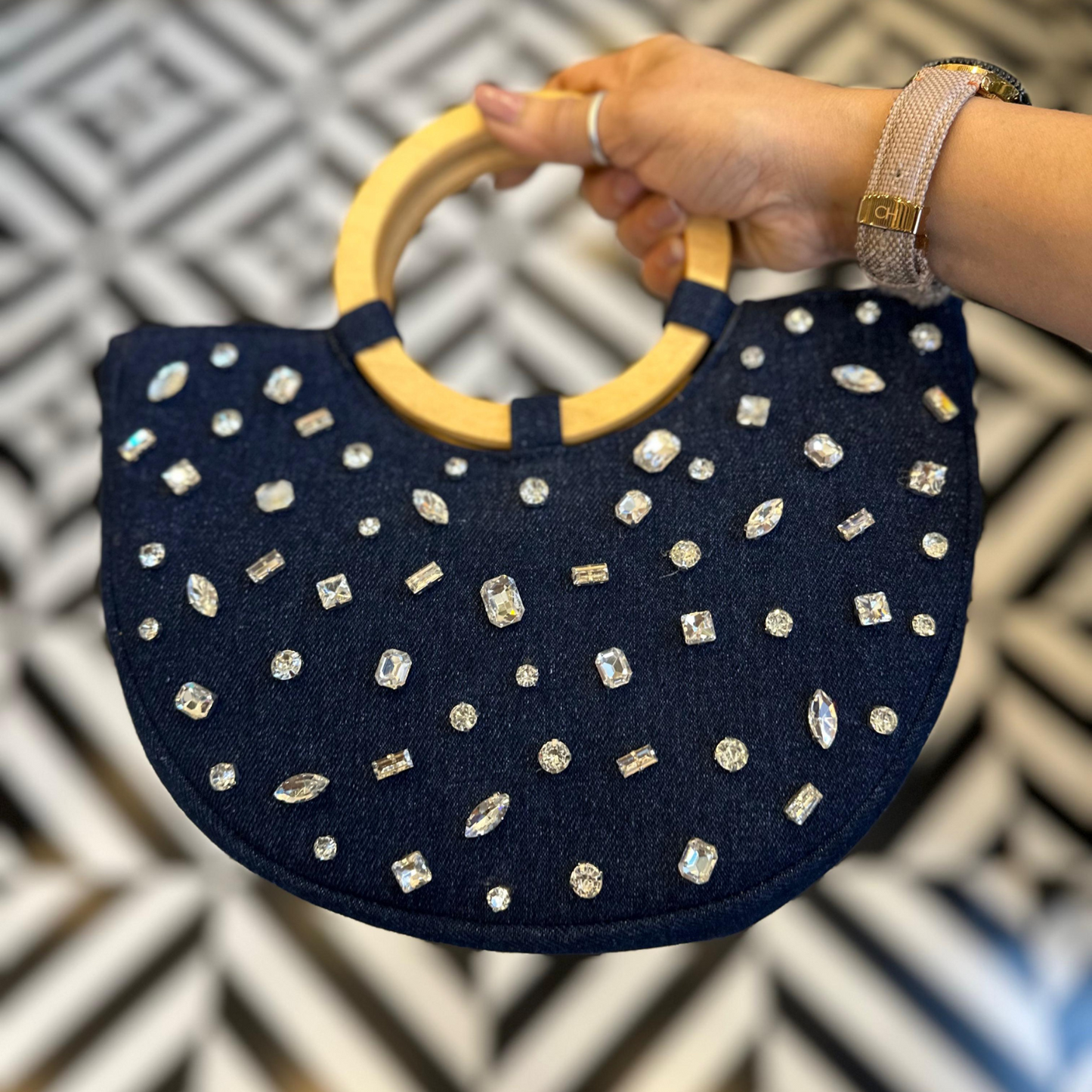 Royal Charm Denim Clutch