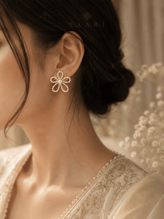 Pearl Petal Flower Earrings