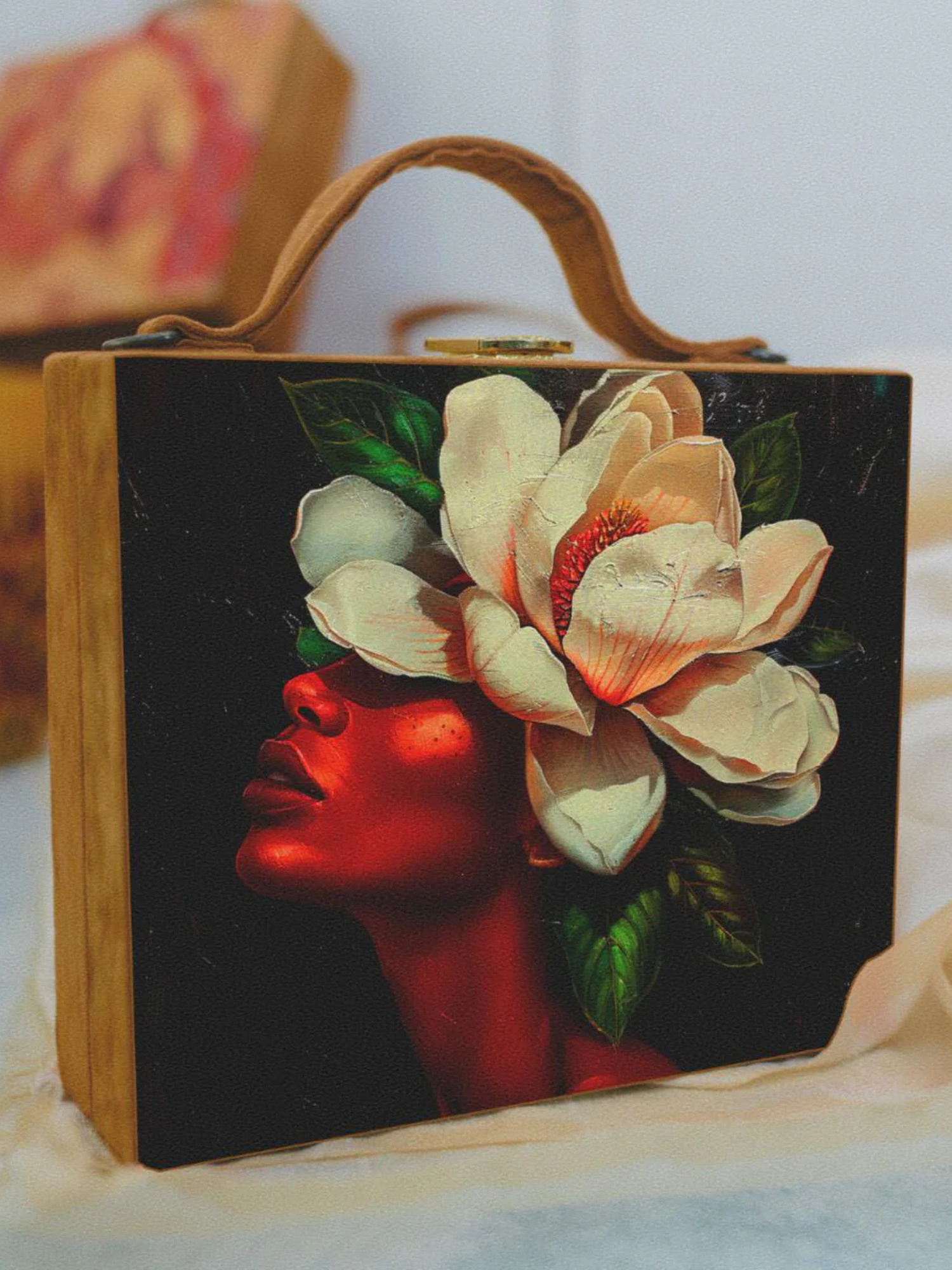 loral Girl Portrait Suitcase Style Clutch