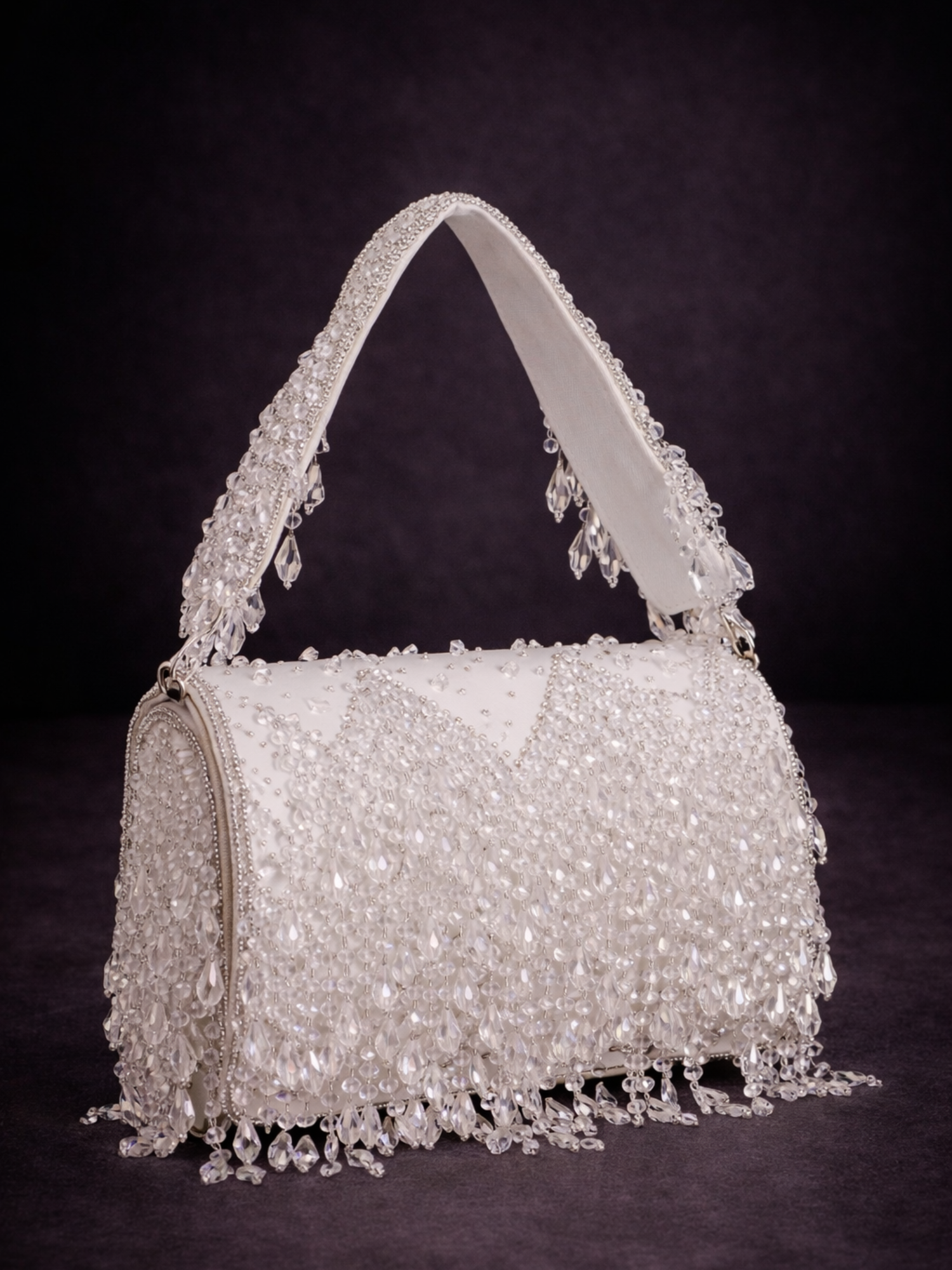 Frozen Luxe Crystal Flap Clutch