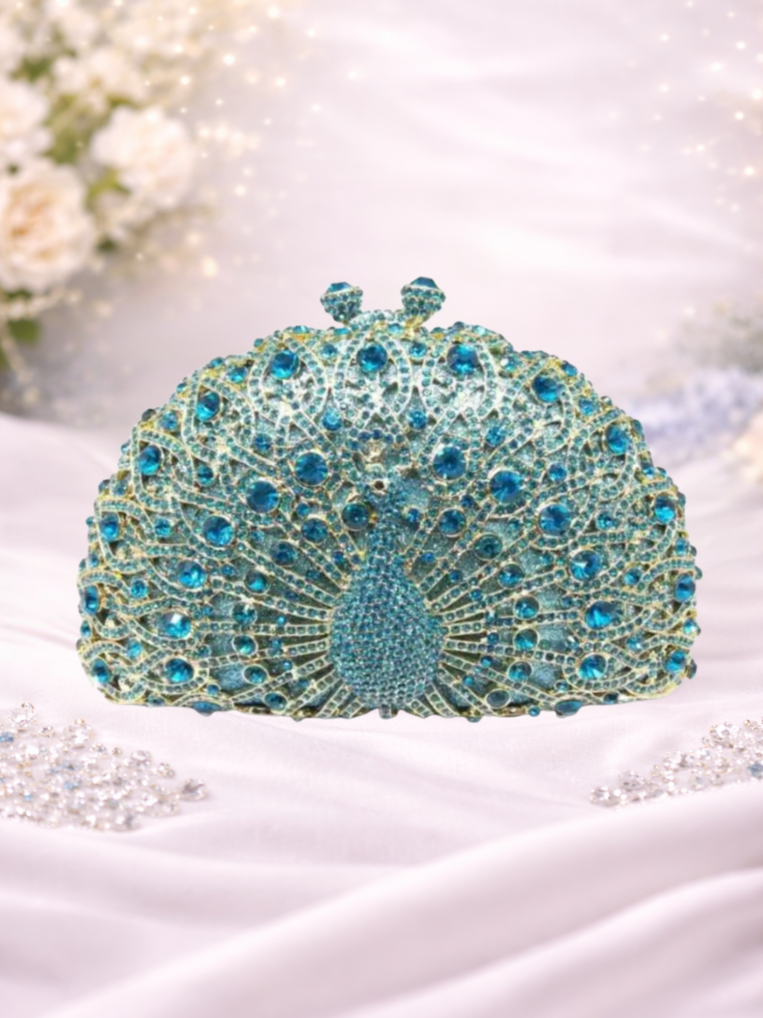 Peacock Aura Crystal Clutch