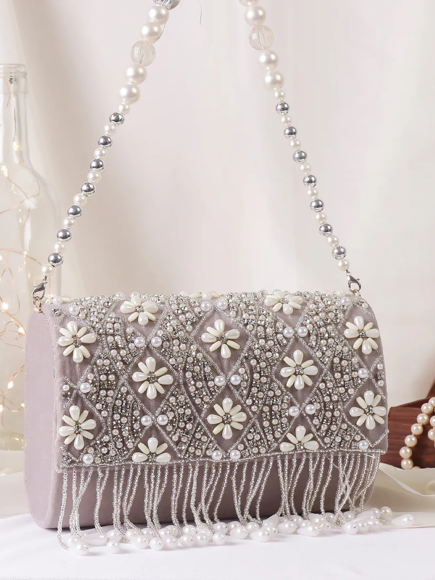 Pearl Garland Flap Clutch