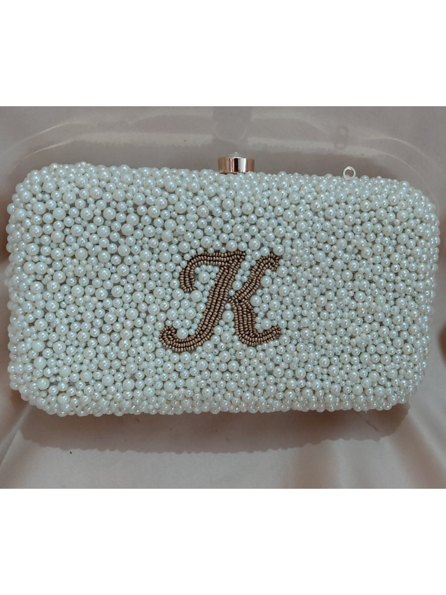 Personalised Pearl Initial Clutch