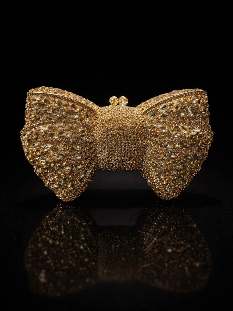 Velvet Bow Crystal Clutch