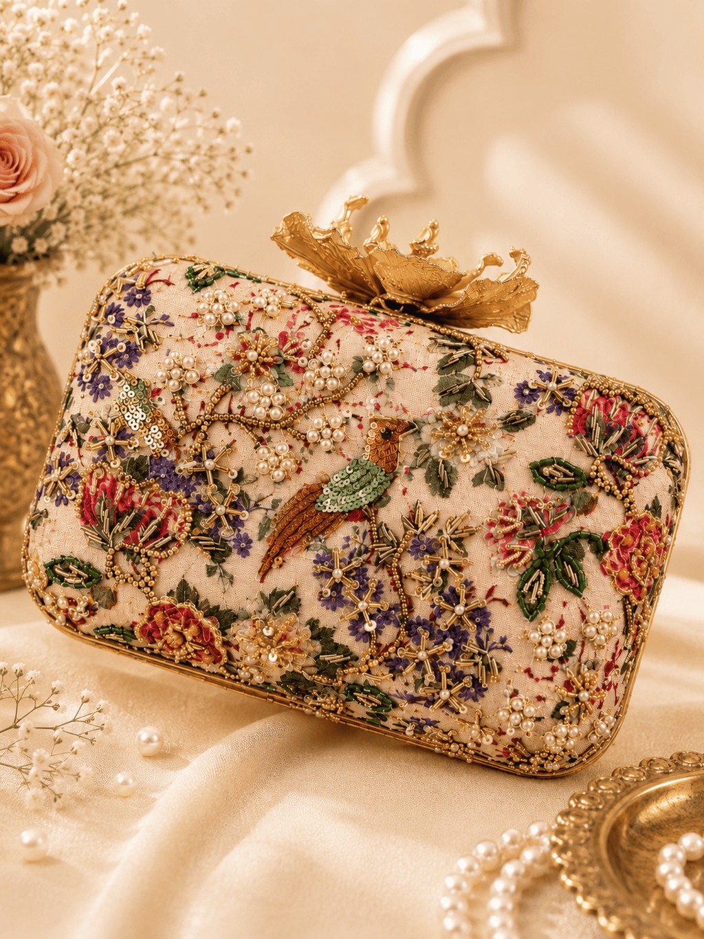 Pink Garden Bird Clutch