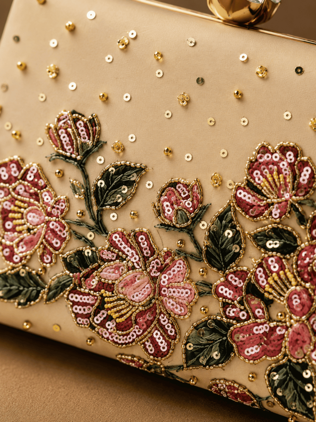 Blush Bloom Embroidered Box Clutch