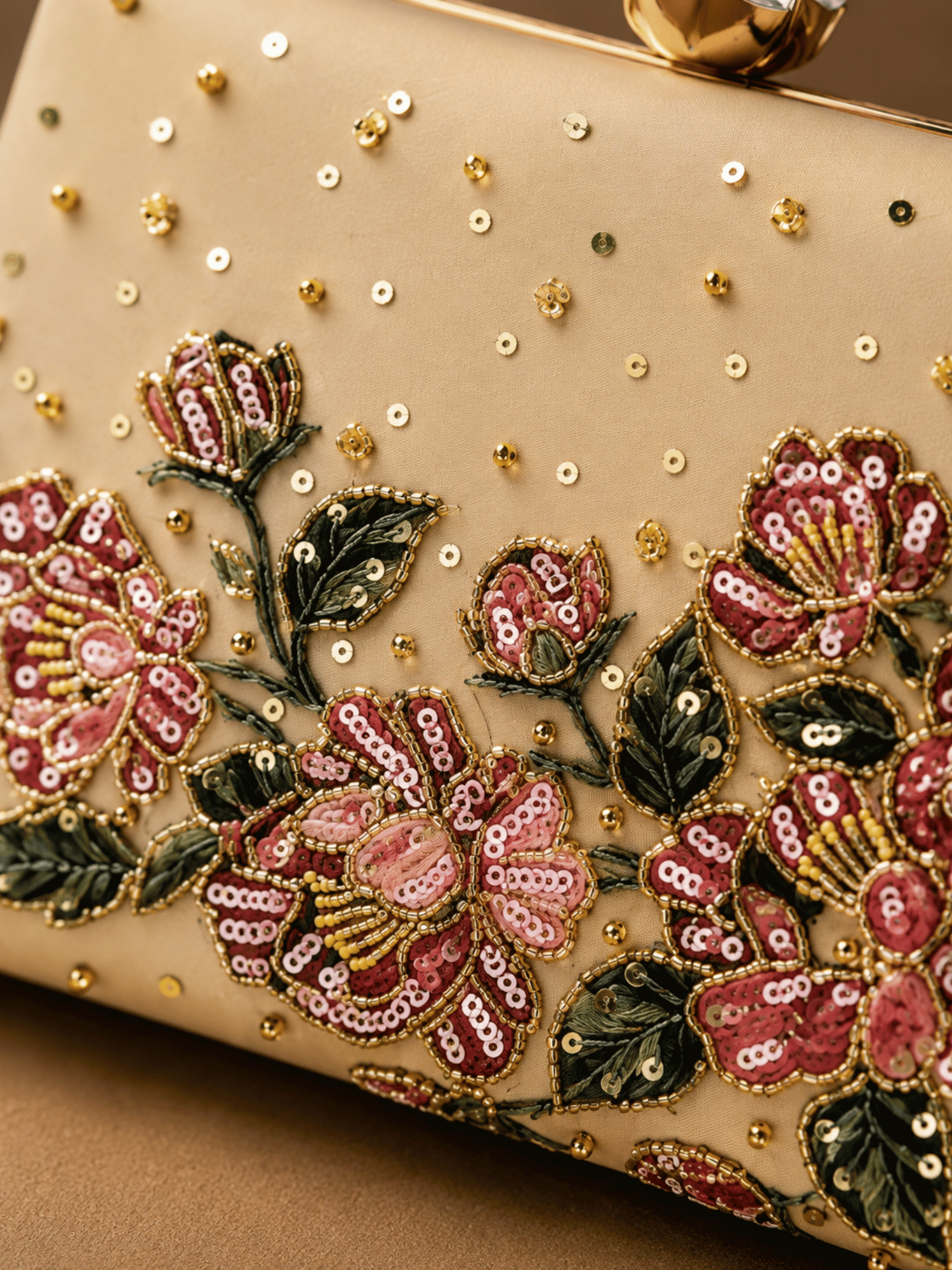Blush Bloom Embroidered Box Clutch