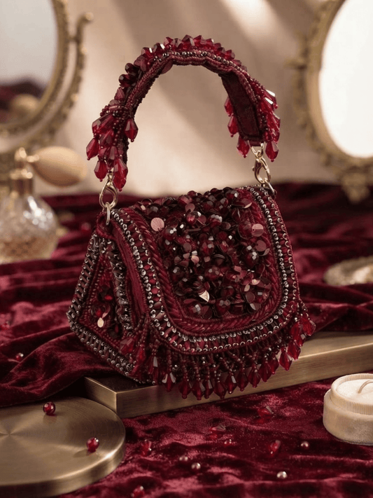 Regal Embellished Triangle Clutch