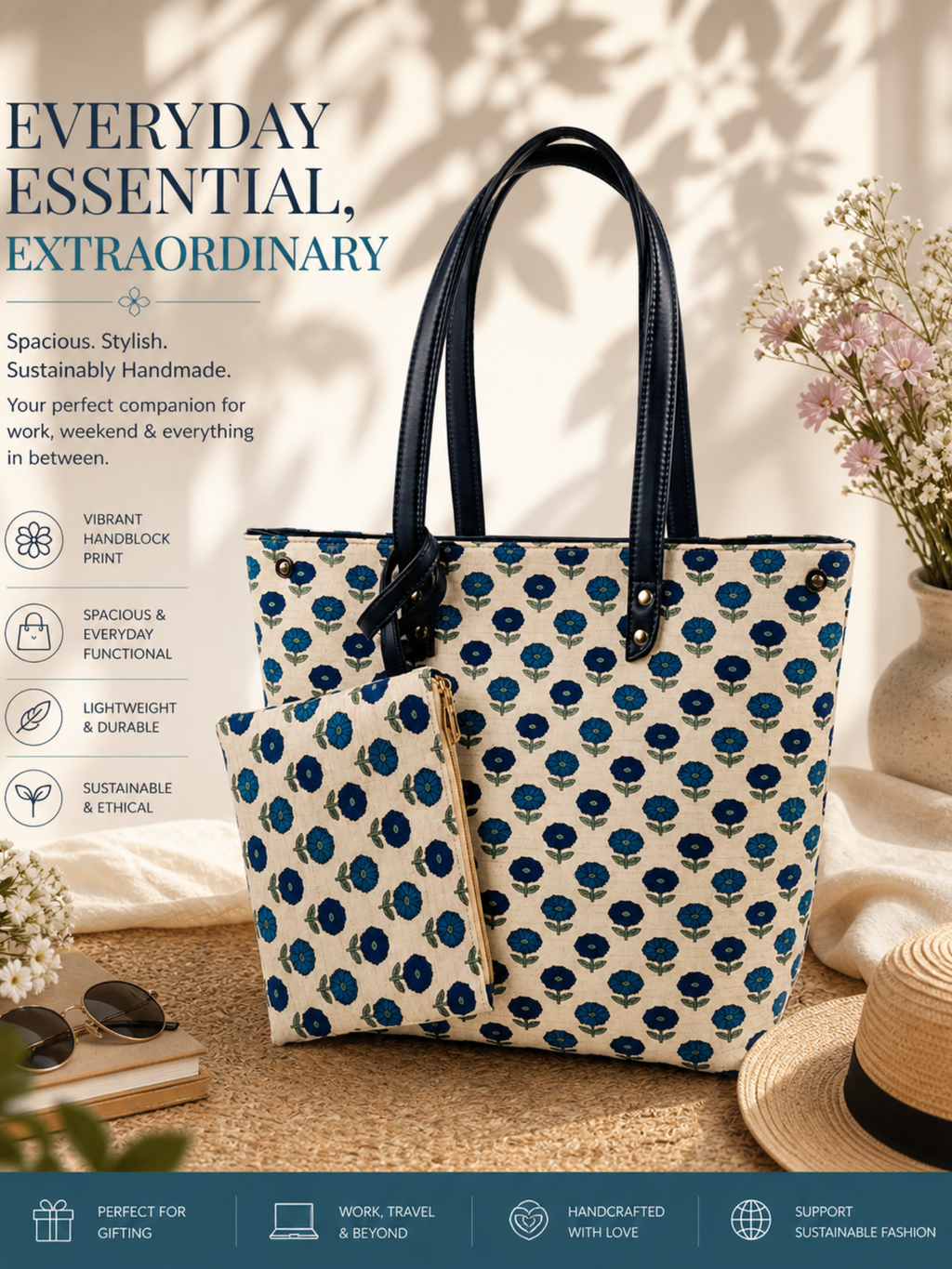 Blue Bloom Heritage Tote