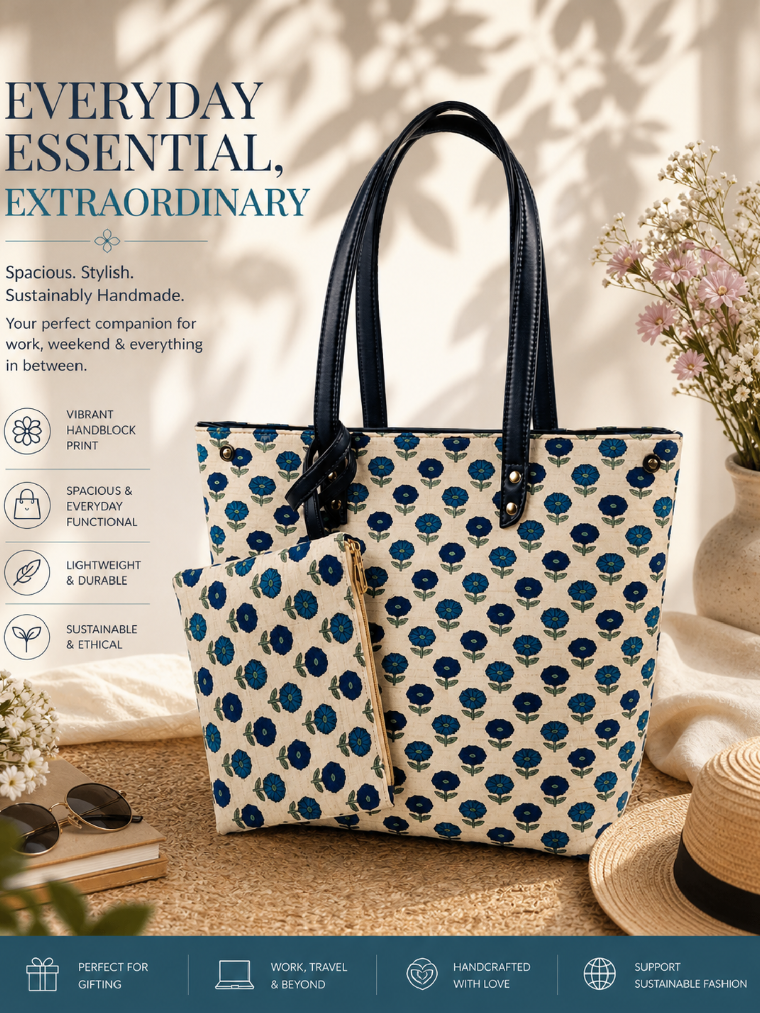 Blue Bloom Heritage Tote