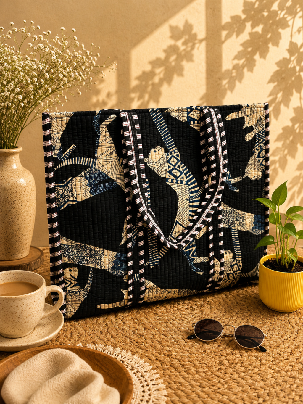 Midnight Safari Quilted Tote