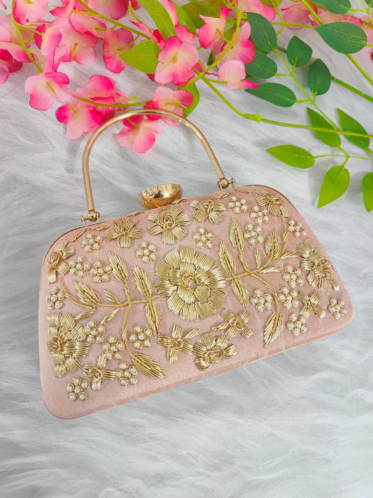 Designer Embroidered handle Clutch