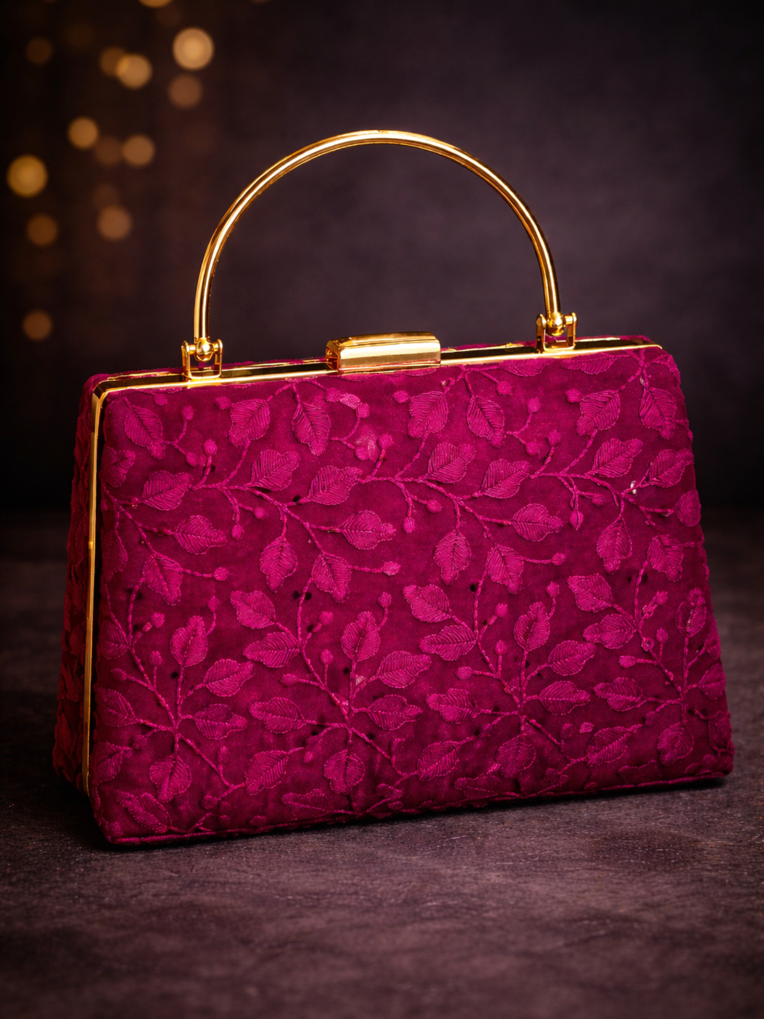 Luxe Embroidered Box Clutch