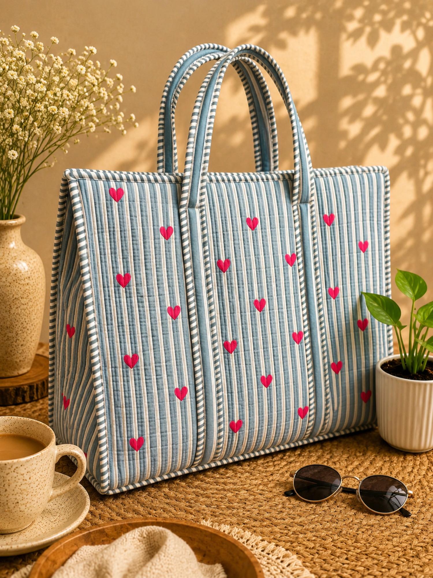 Heartline Quilted Tote