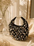 Midnight Cascade Beaded Handbag