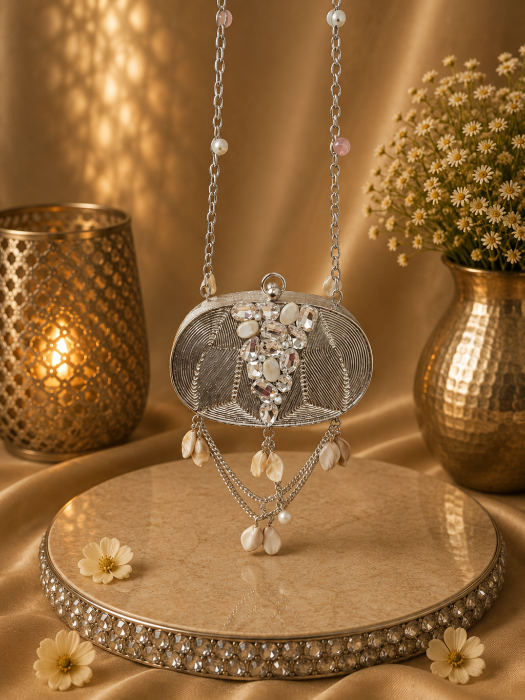 Lunaria Crystal Drop Clutch