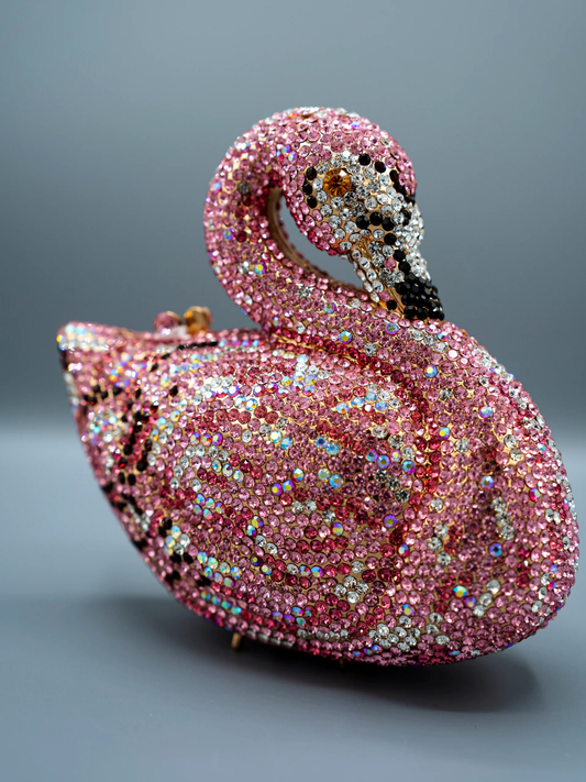 Pink Swan Crystal Clutch