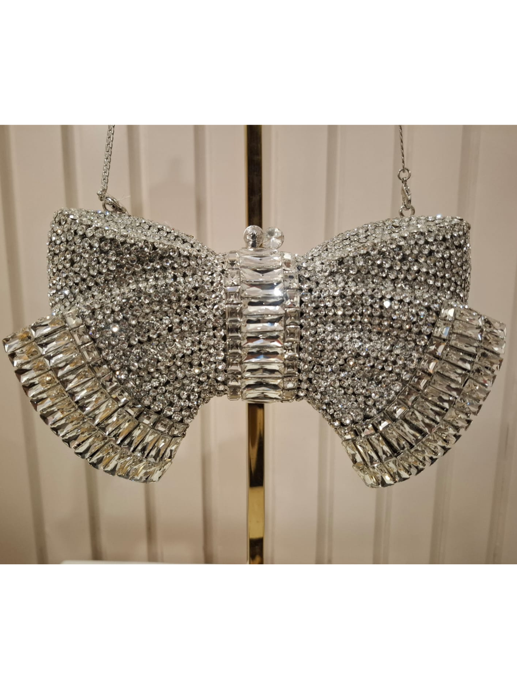 Silver Crystal Belle Bow Clutch