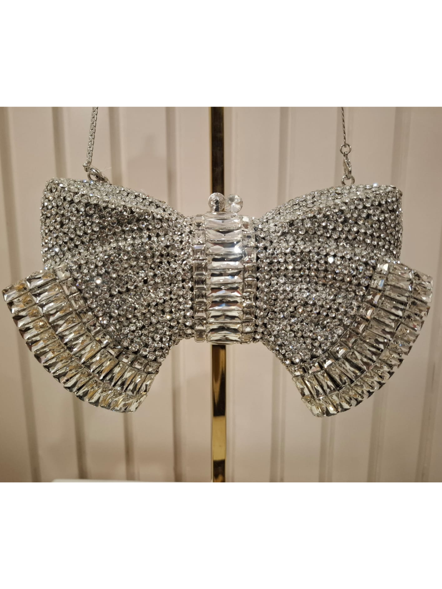 Silver Crystal Belle Bow Clutch
