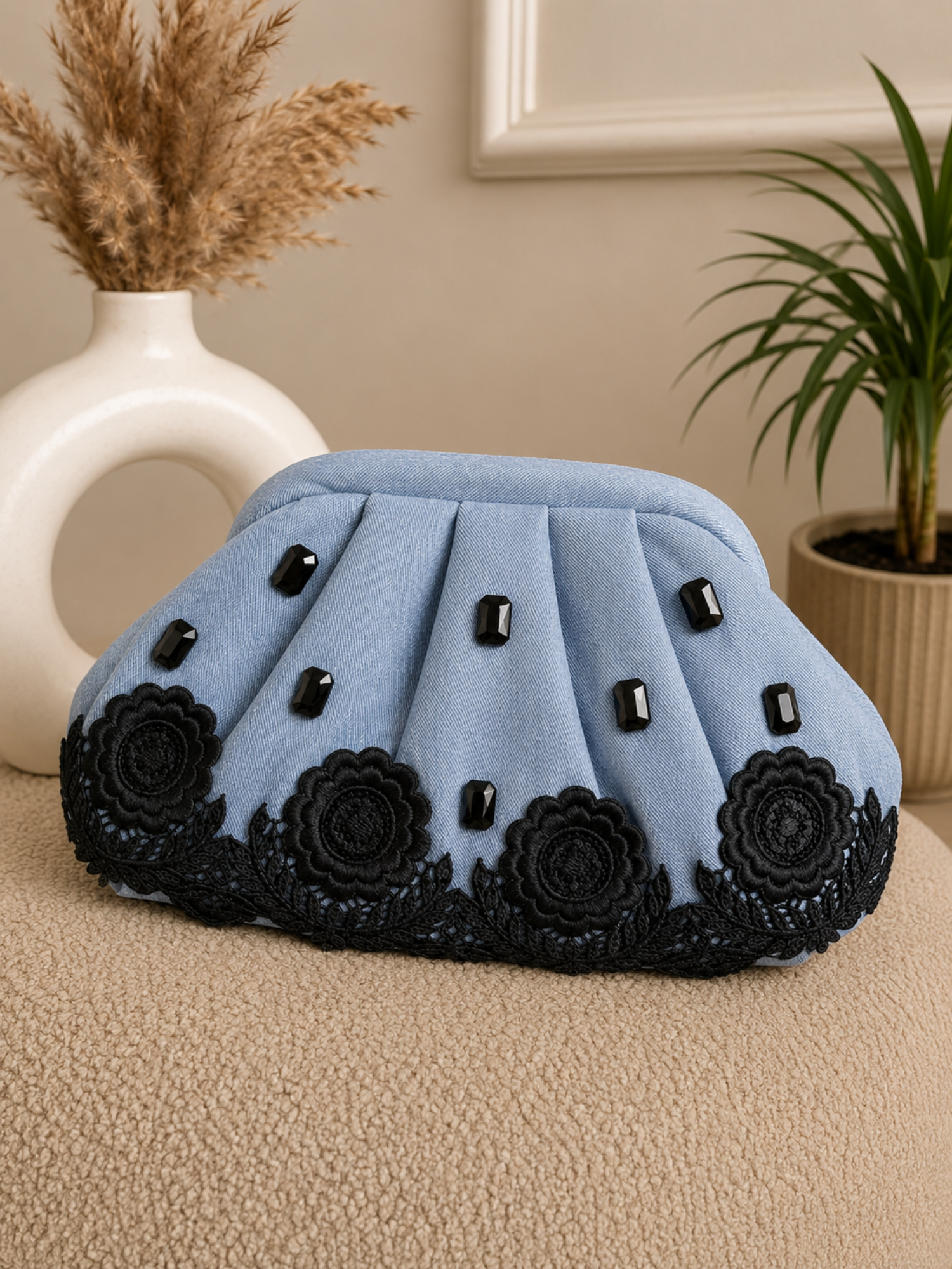 Stone Muse Denim Clutch