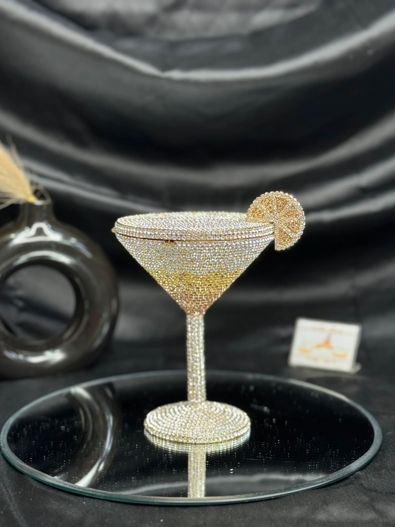 yellow Sparkle Martini Luxe Clutch