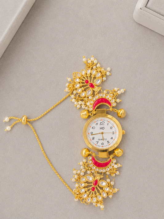Ruby Royale Round Dial Kundan Watch