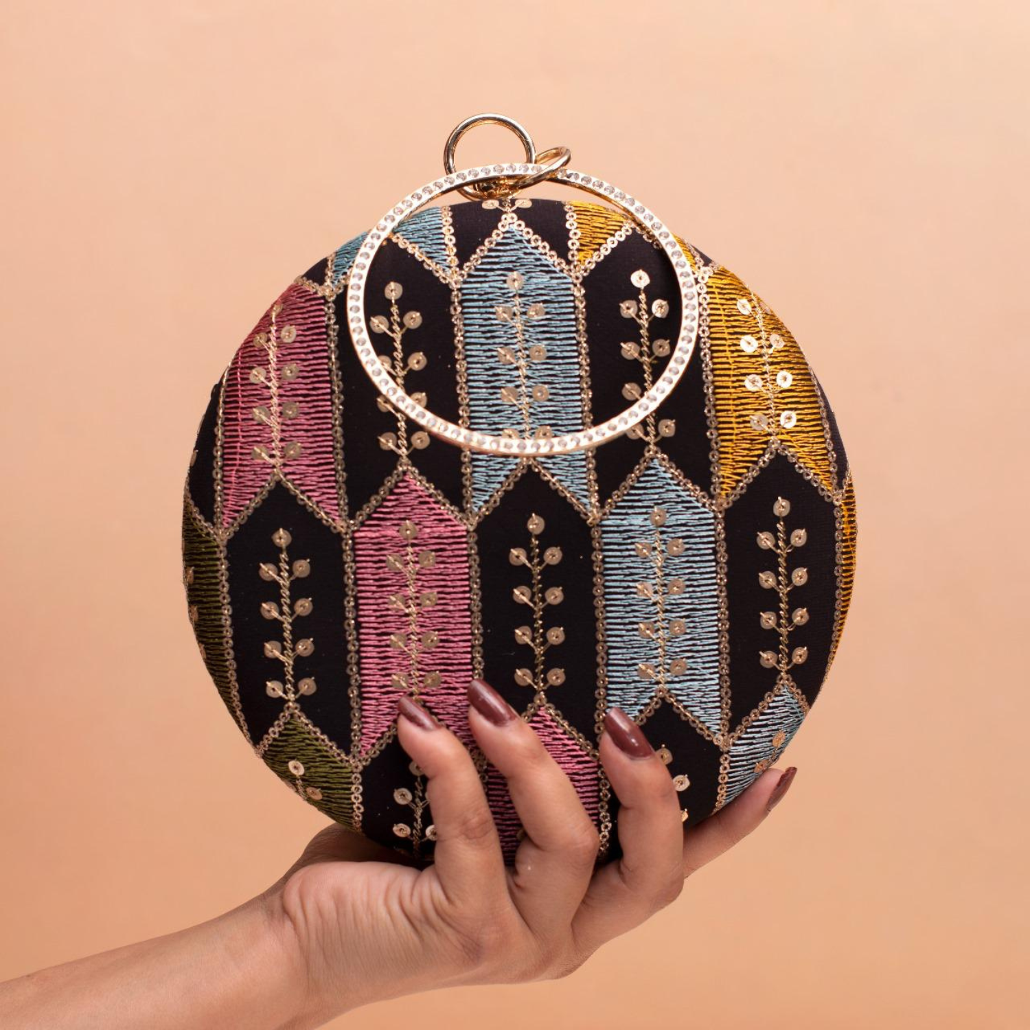 Regalia Embroidered Ring Clutch