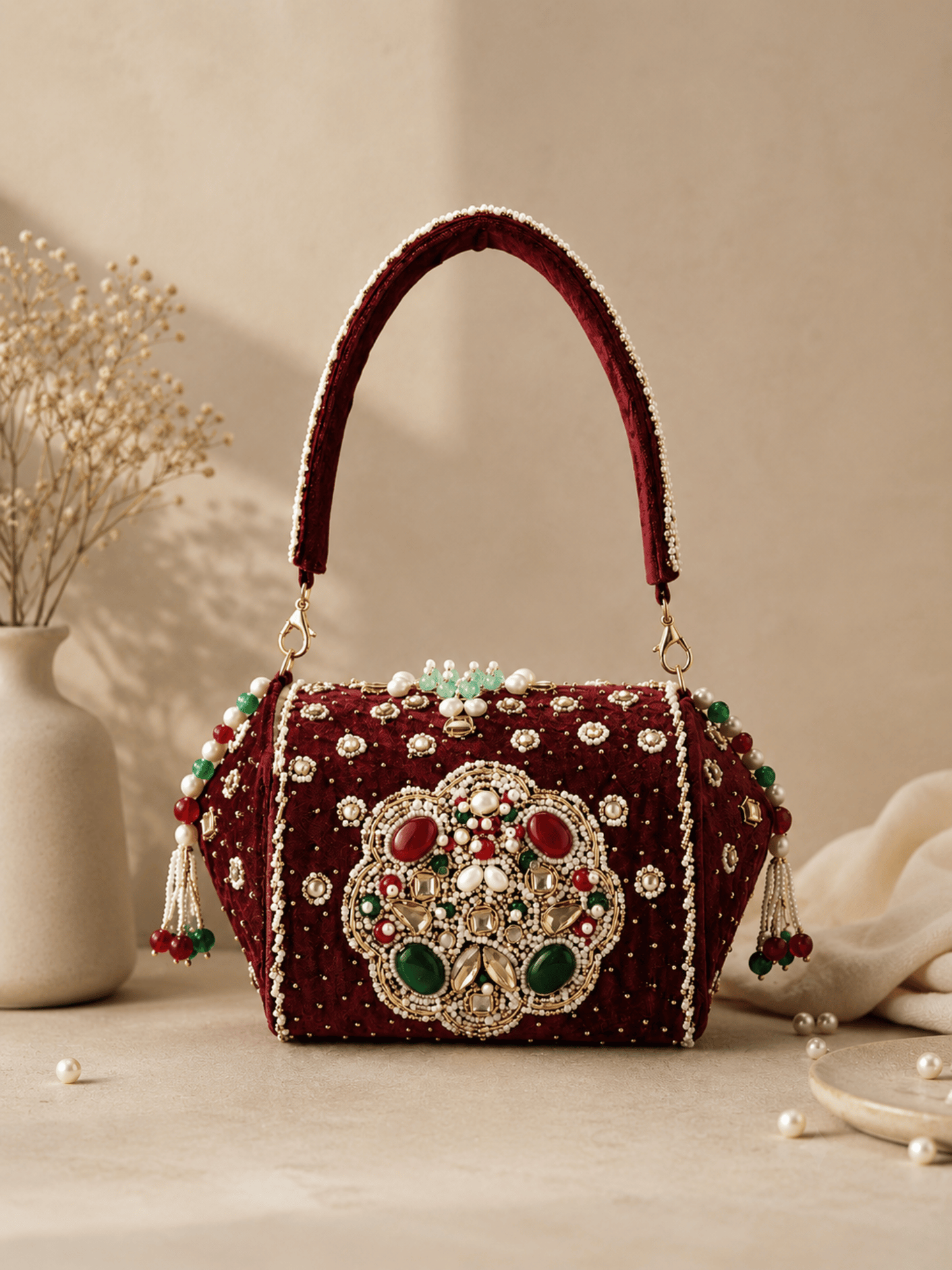 Regal Velvet Embellished Clutch