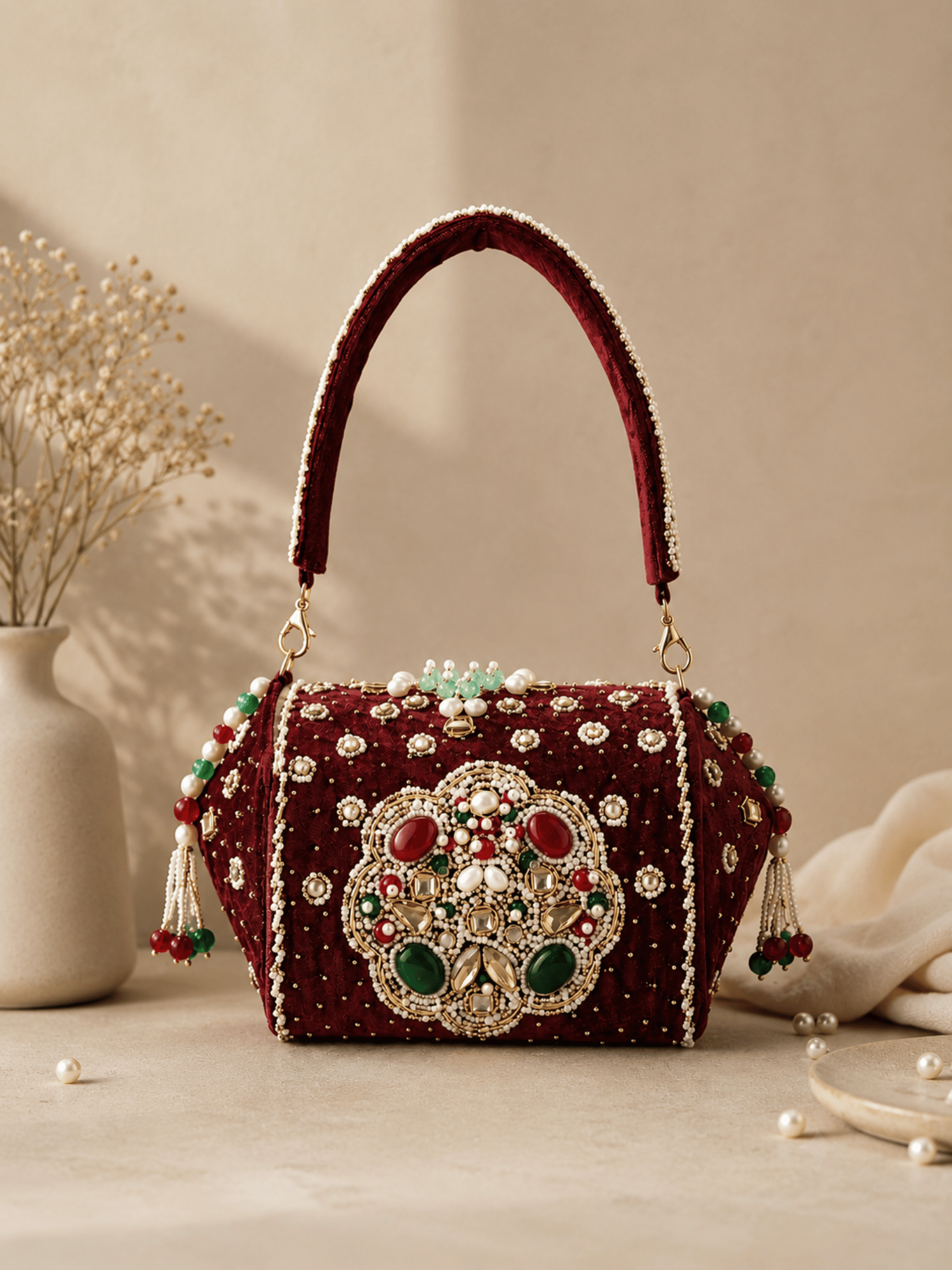 Regal Velvet Embellished Clutch