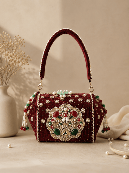 Regal Velvet Embellished Clutch