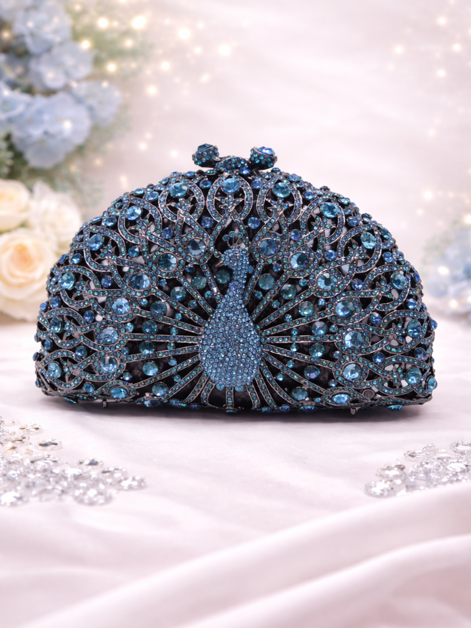 Peacock Aura Crystal Clutch