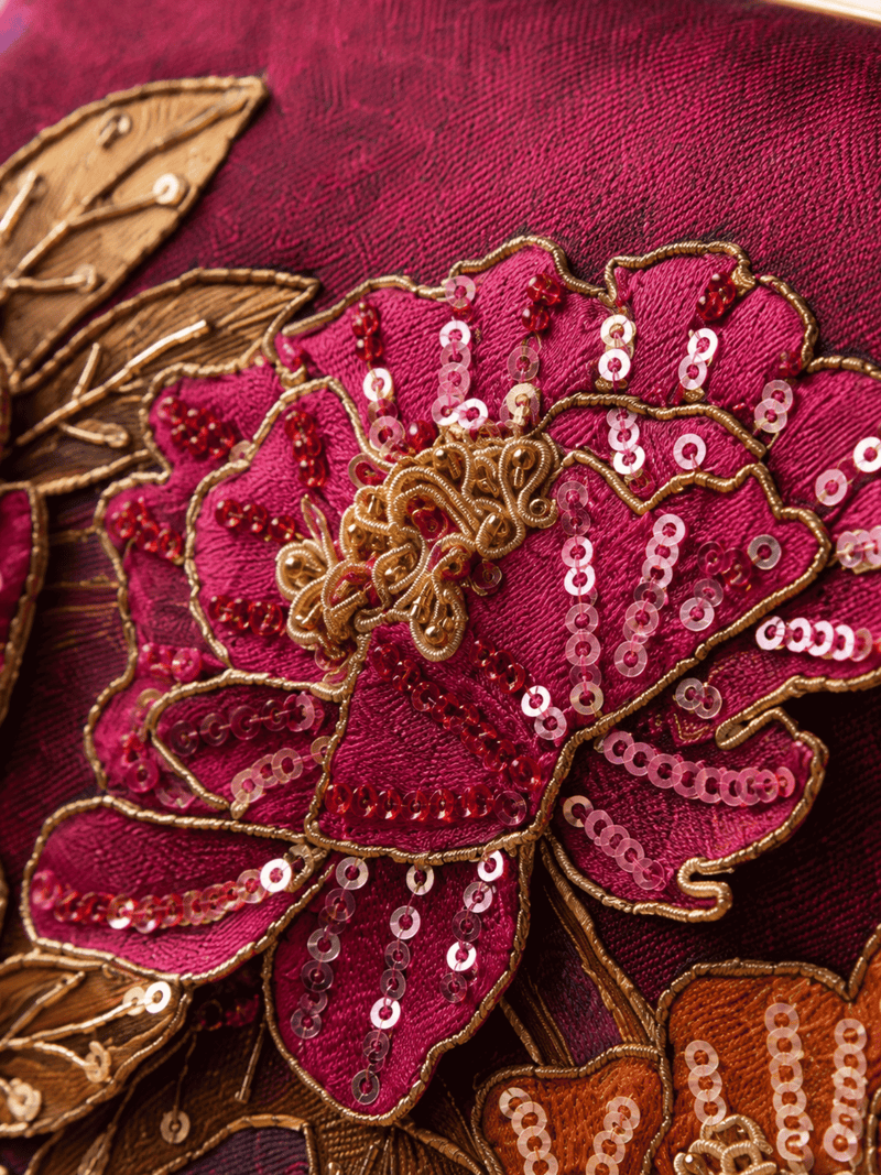 Plum Blossom Embroidered Box Clutch