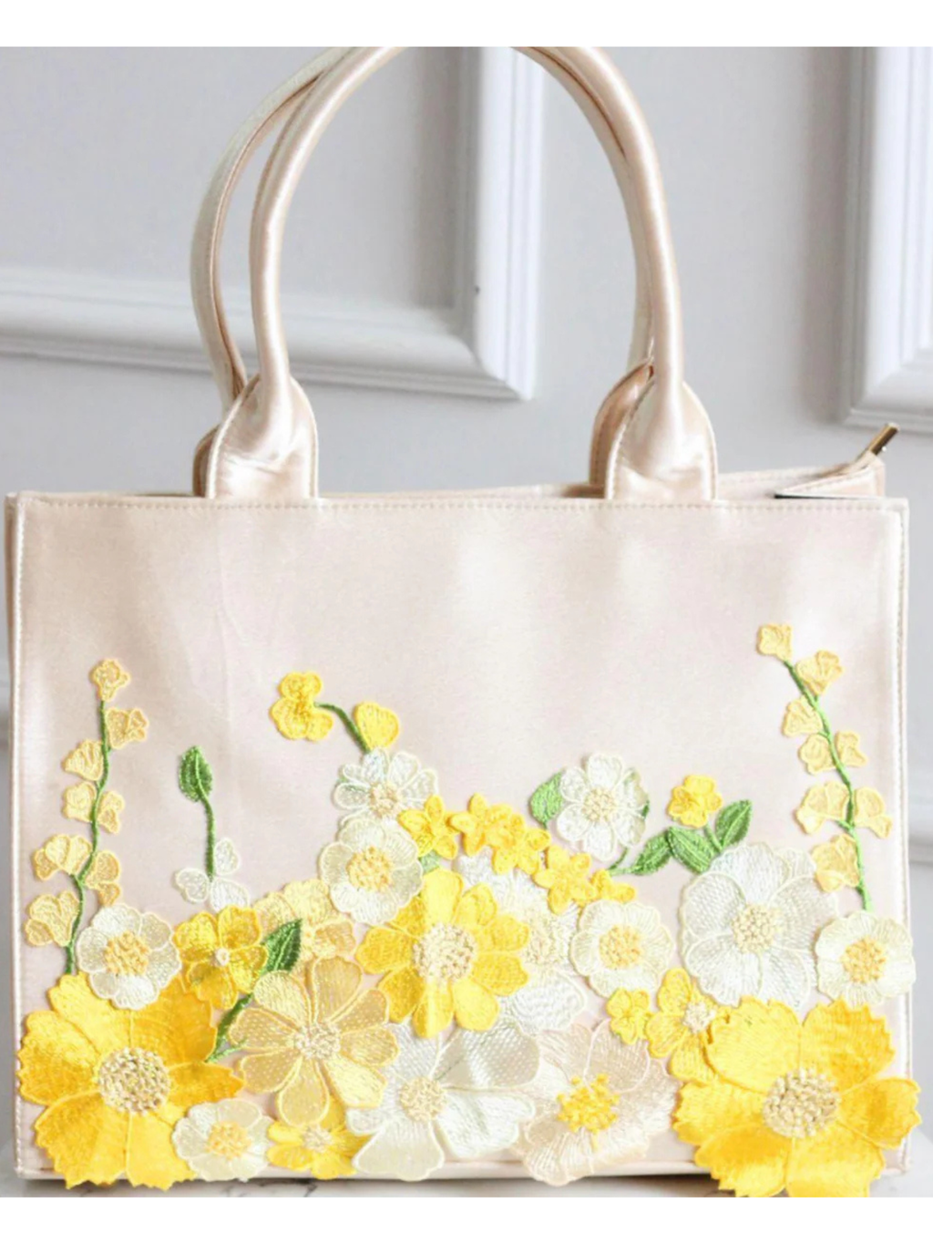 Ivory Meadow Bloom Tote Bag