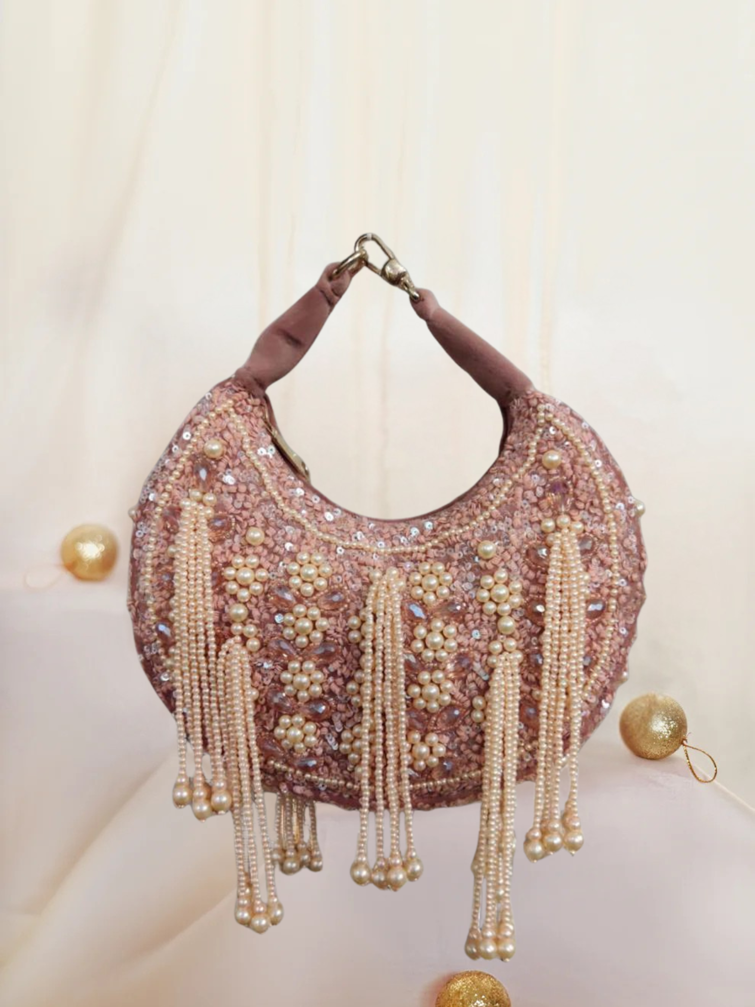 Moon Pearl Drape Clutch