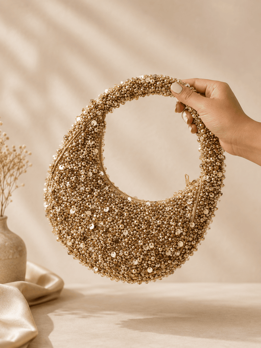 Golden Crescent Pearl Bag