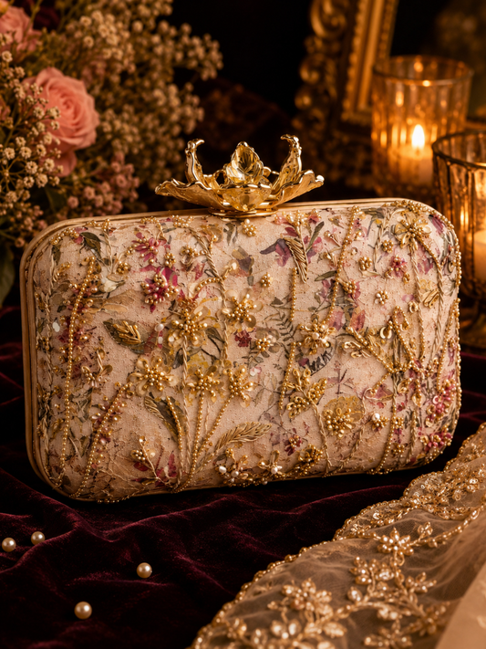 Ivory Royal Vine Clutch