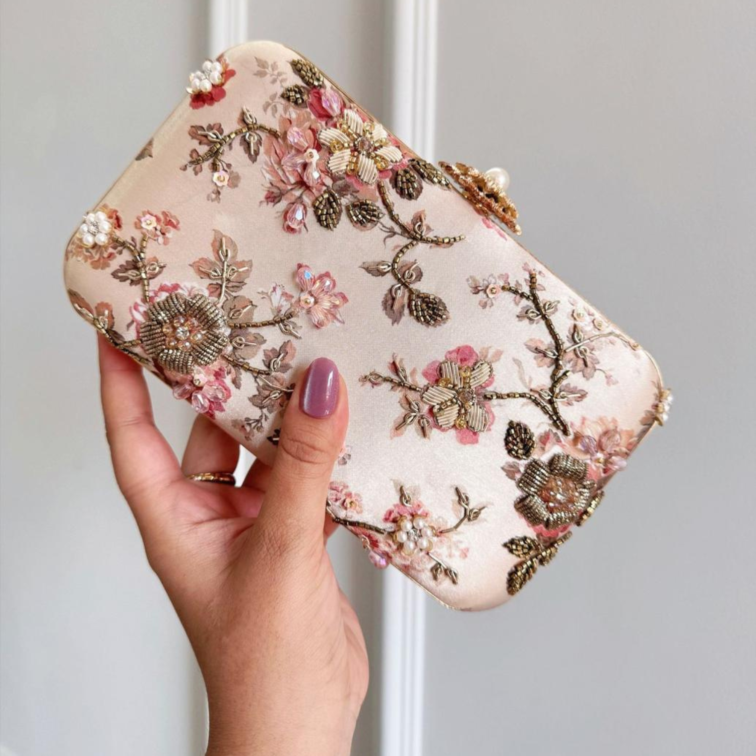 Golden Flora Embellished Clutch