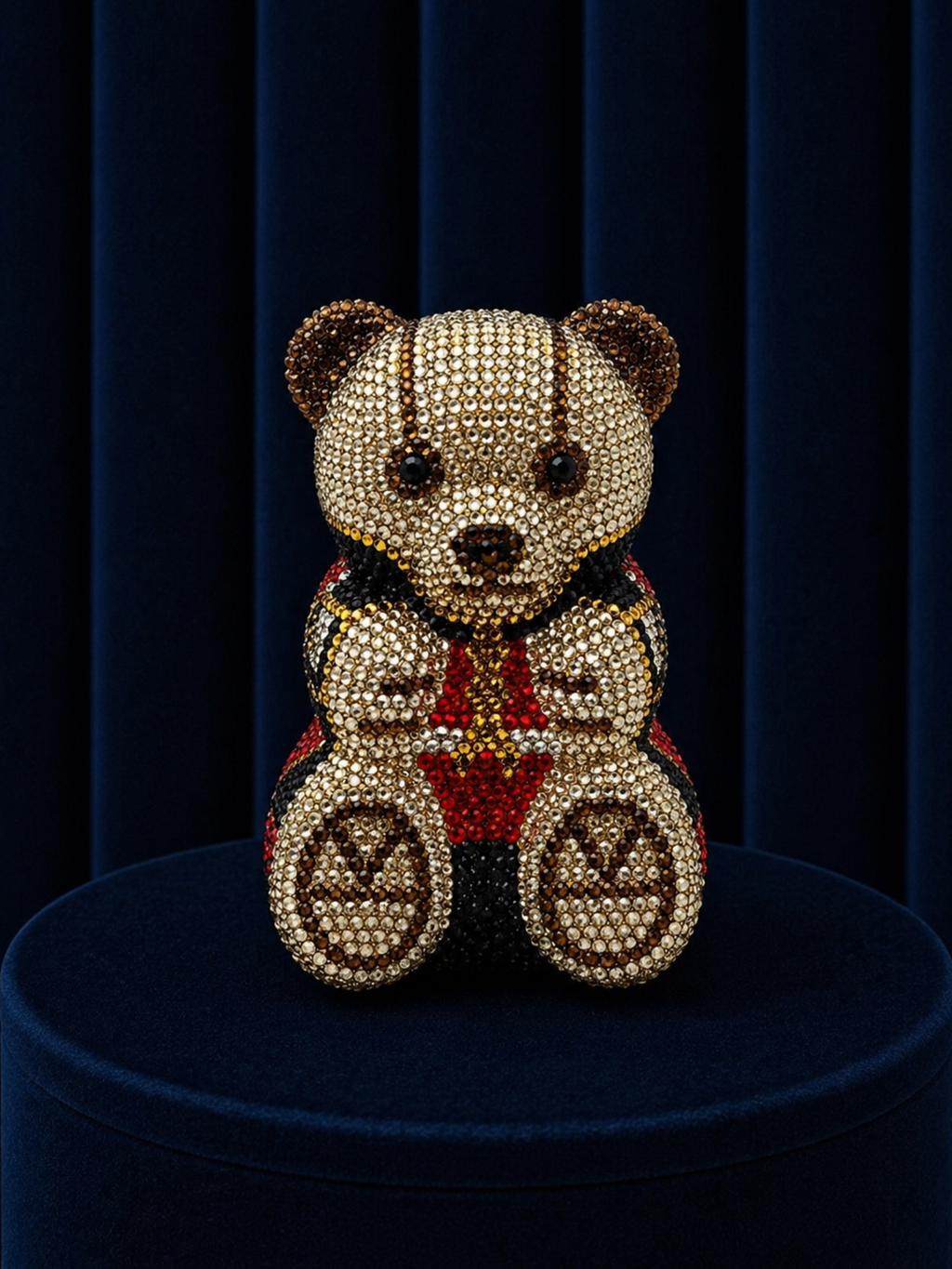 Golden Teddy Crystal Clutch