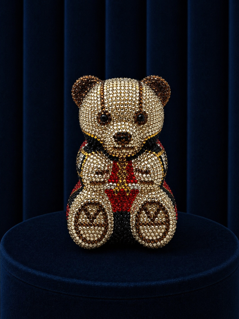 Golden Teddy Crystal Clutch