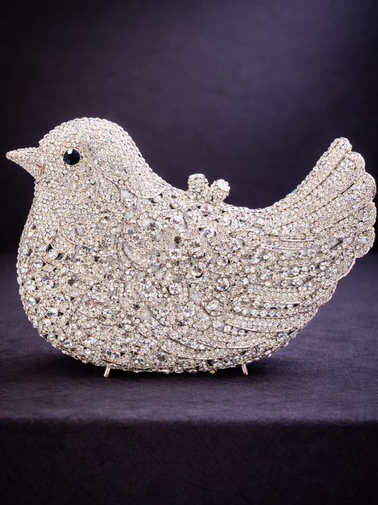 Silver Dove Crystal Clutch