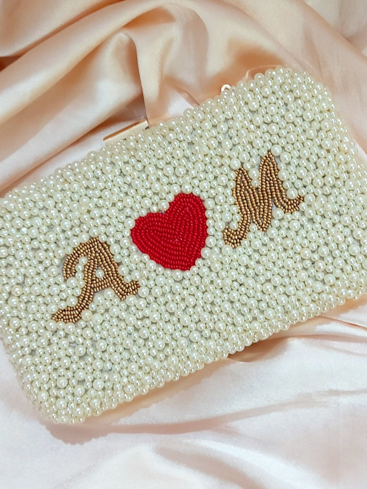Personalised Pearl Love Clutch