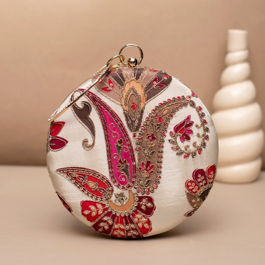 Ivory Royale Embroidered Ethnic Clutches
