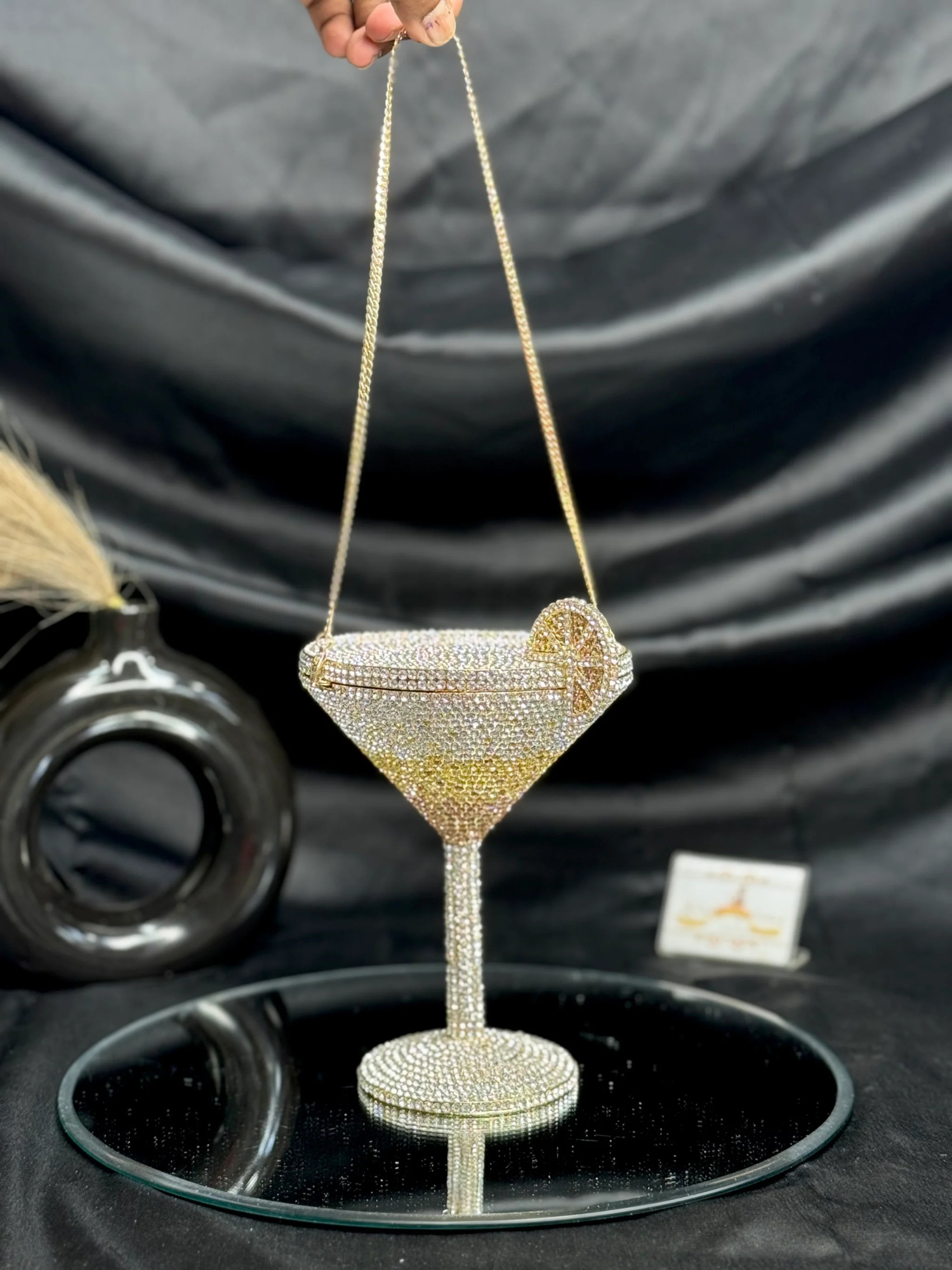 yellow Sparkle Martini Luxe Clutch