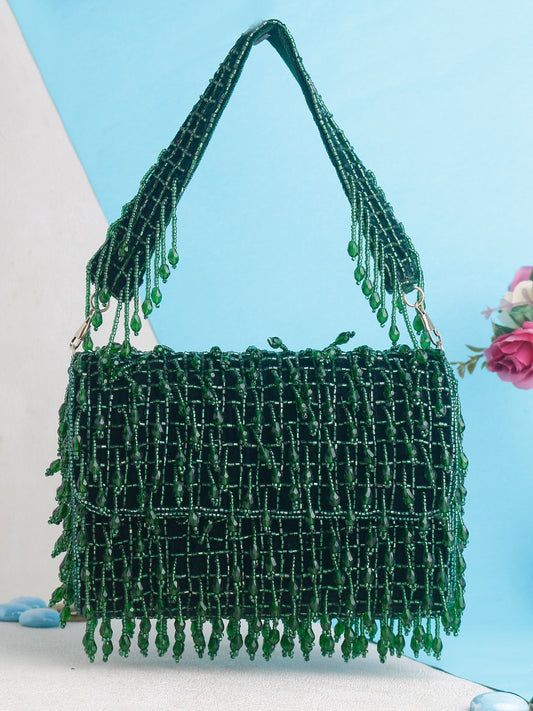 Designer Flap Clutch with Crystal Hanging