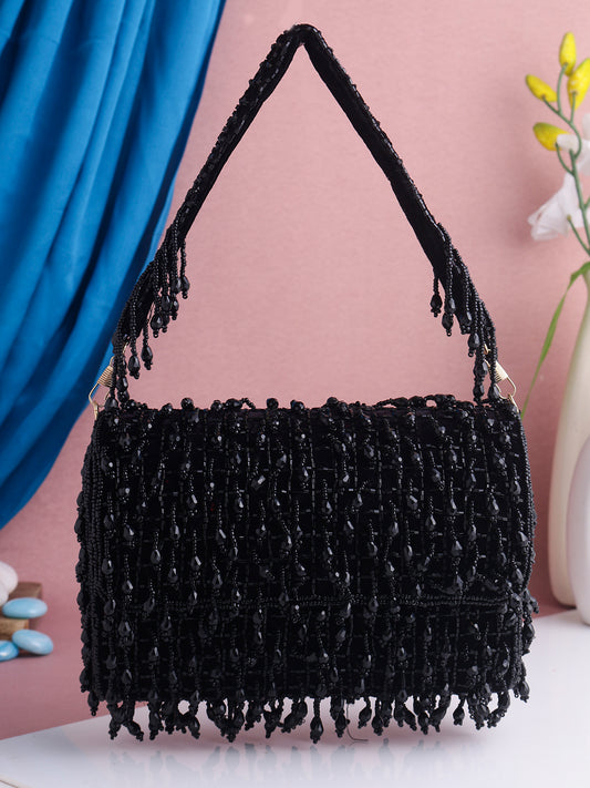 Designer Flap Clutch with Crystal Hanging