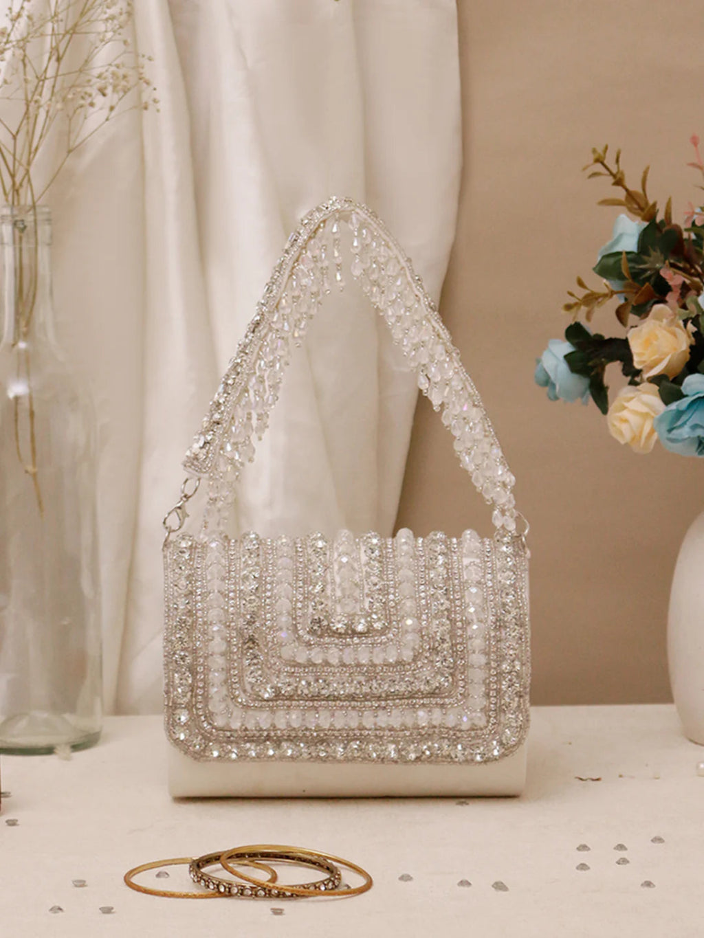 Luxe Drizzle Big Crystal Clutch