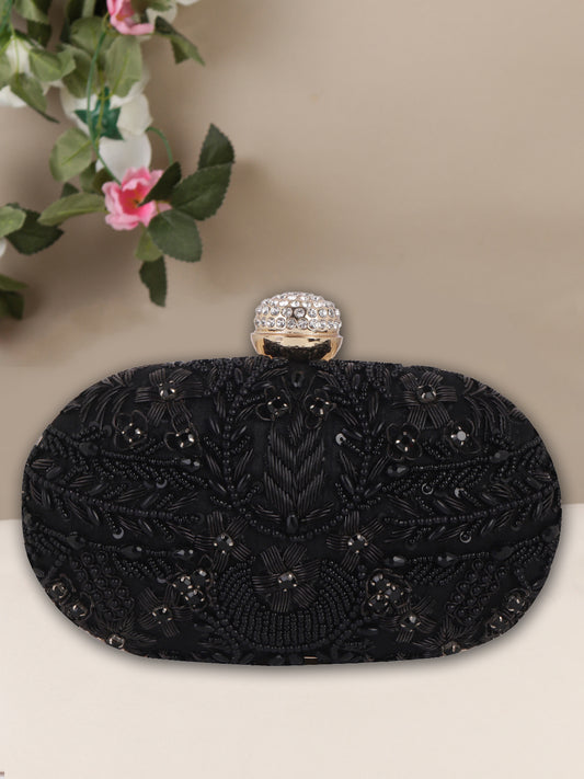 Midnight Glow Black Oval Clutch