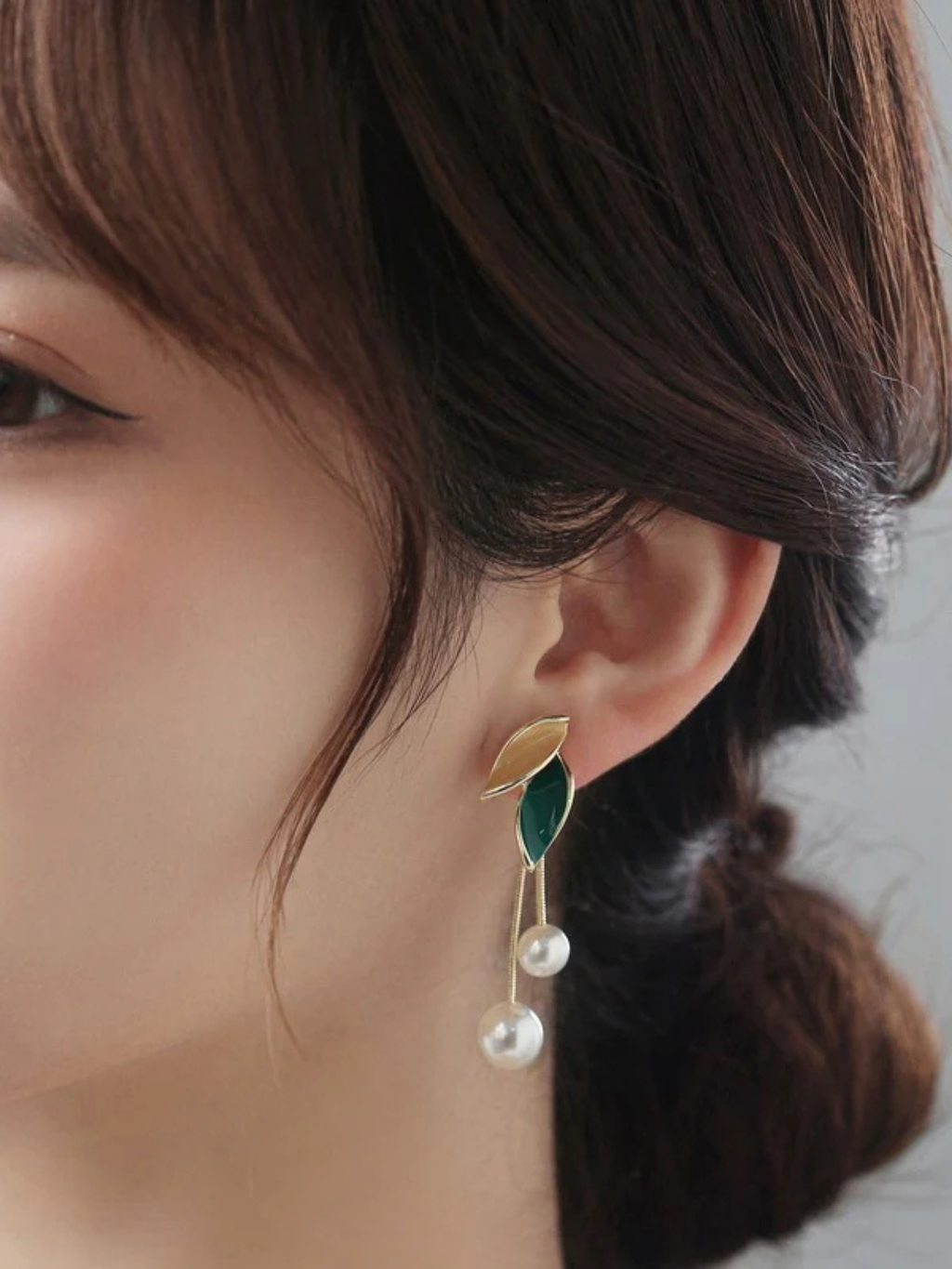 Pearl Drop Leaf Earrings