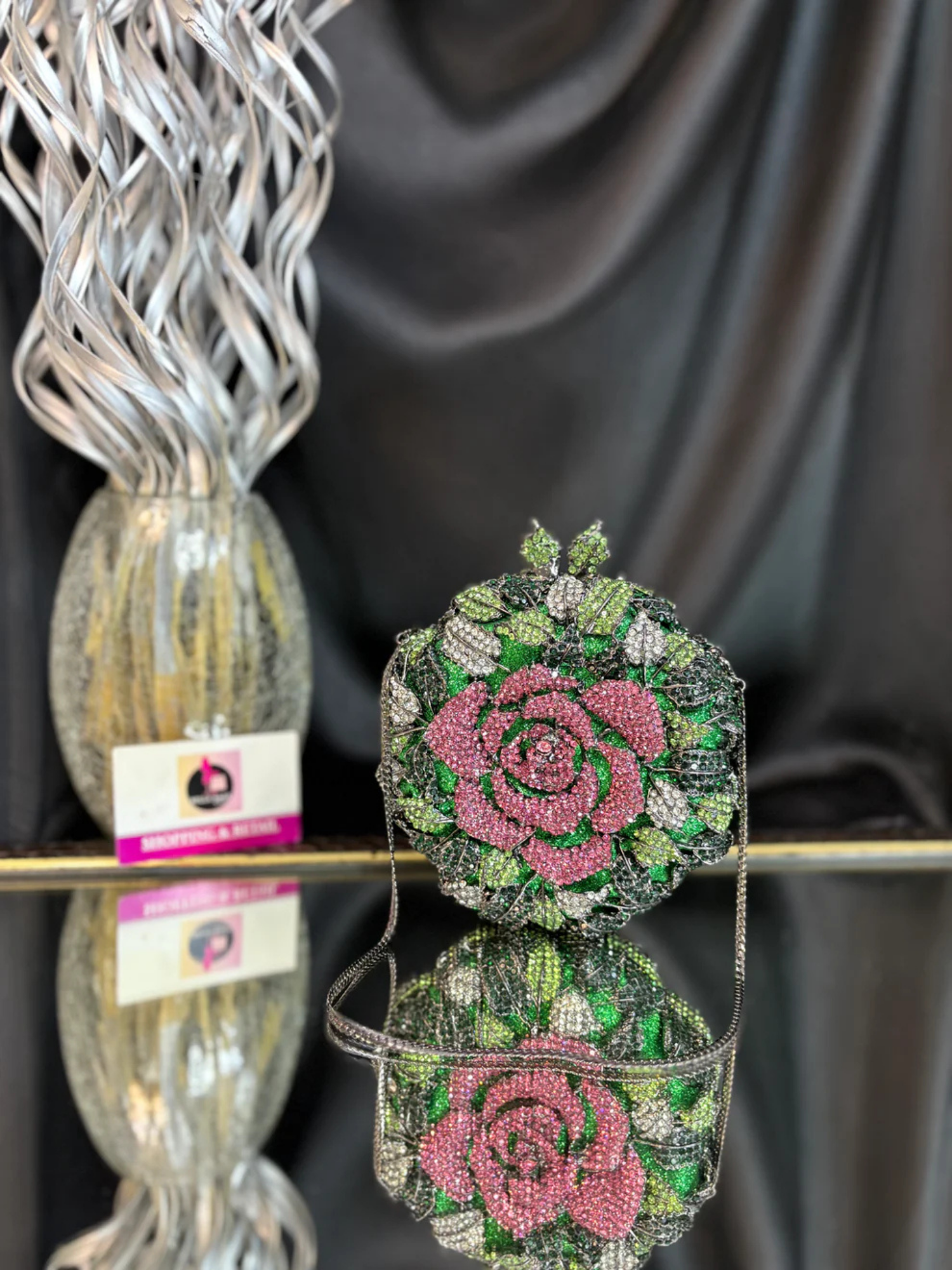 Bloom Noir Crystal Clutch